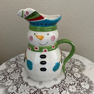 Pier 1 Imports Snowman Pitcher 11” Tall Brand New In Box